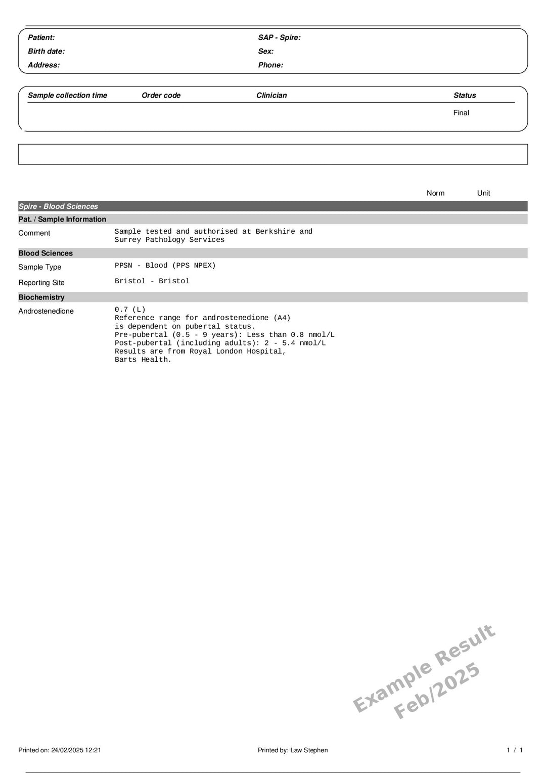 Blood Test Request Form Uk