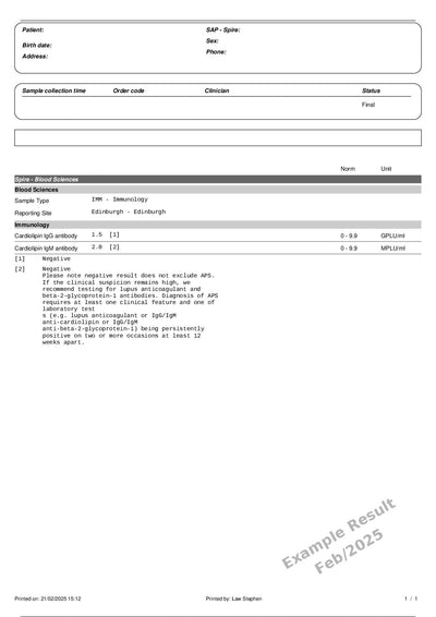 IgG Immunity Blood Test Profile 2