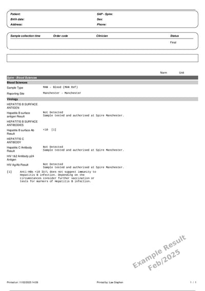 IgG Immunity Blood Test Profile 3